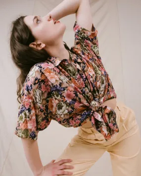 Vintage Pastel Floral Blouse (S/M)