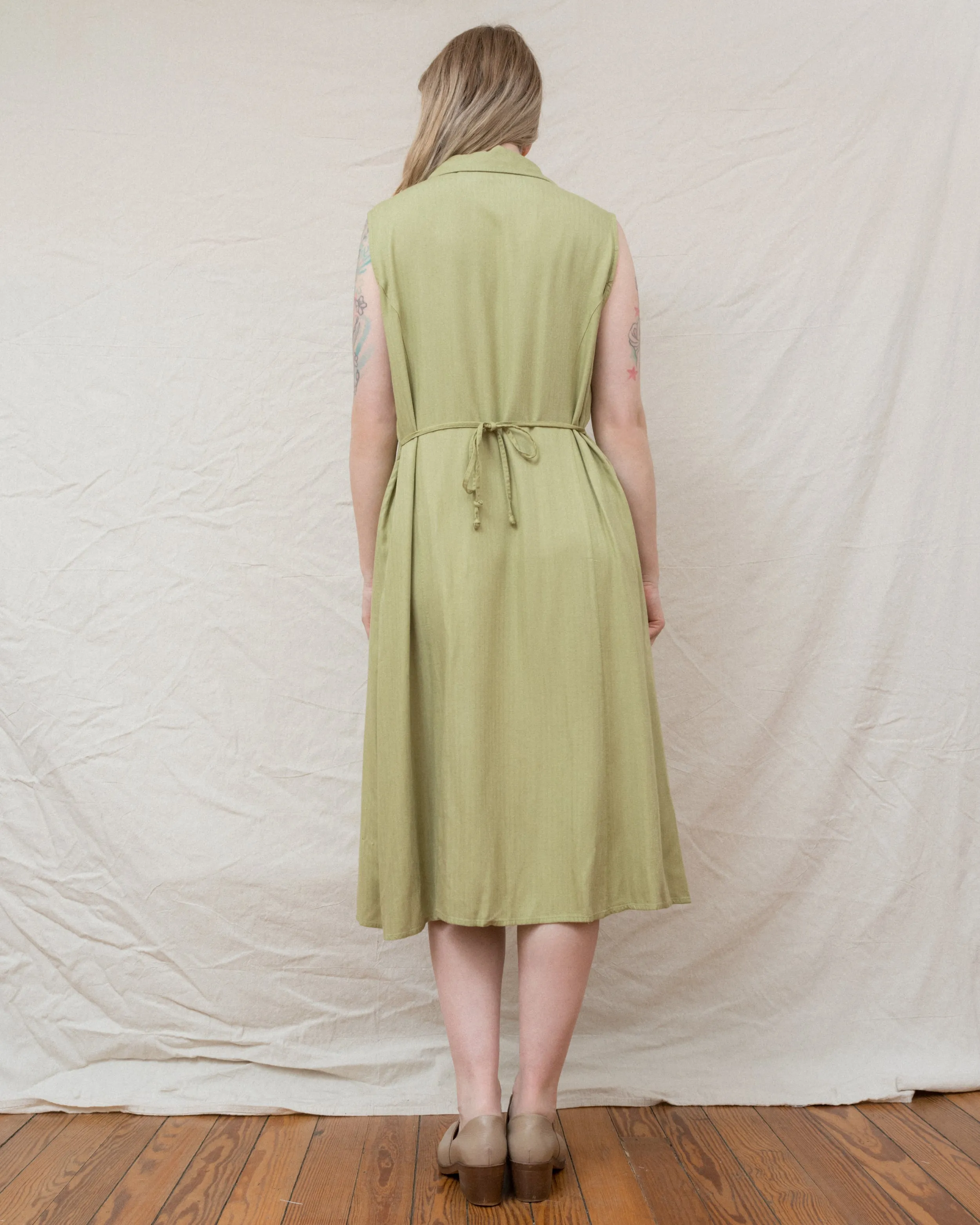 Vintage Pear Green Shirt Dress (S-L)