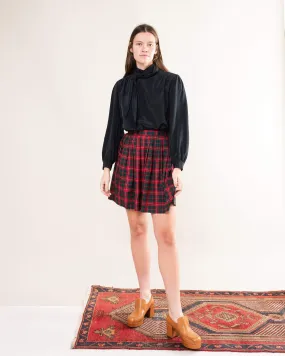 Vintage Plaid Pleated Mini Skirt (S)