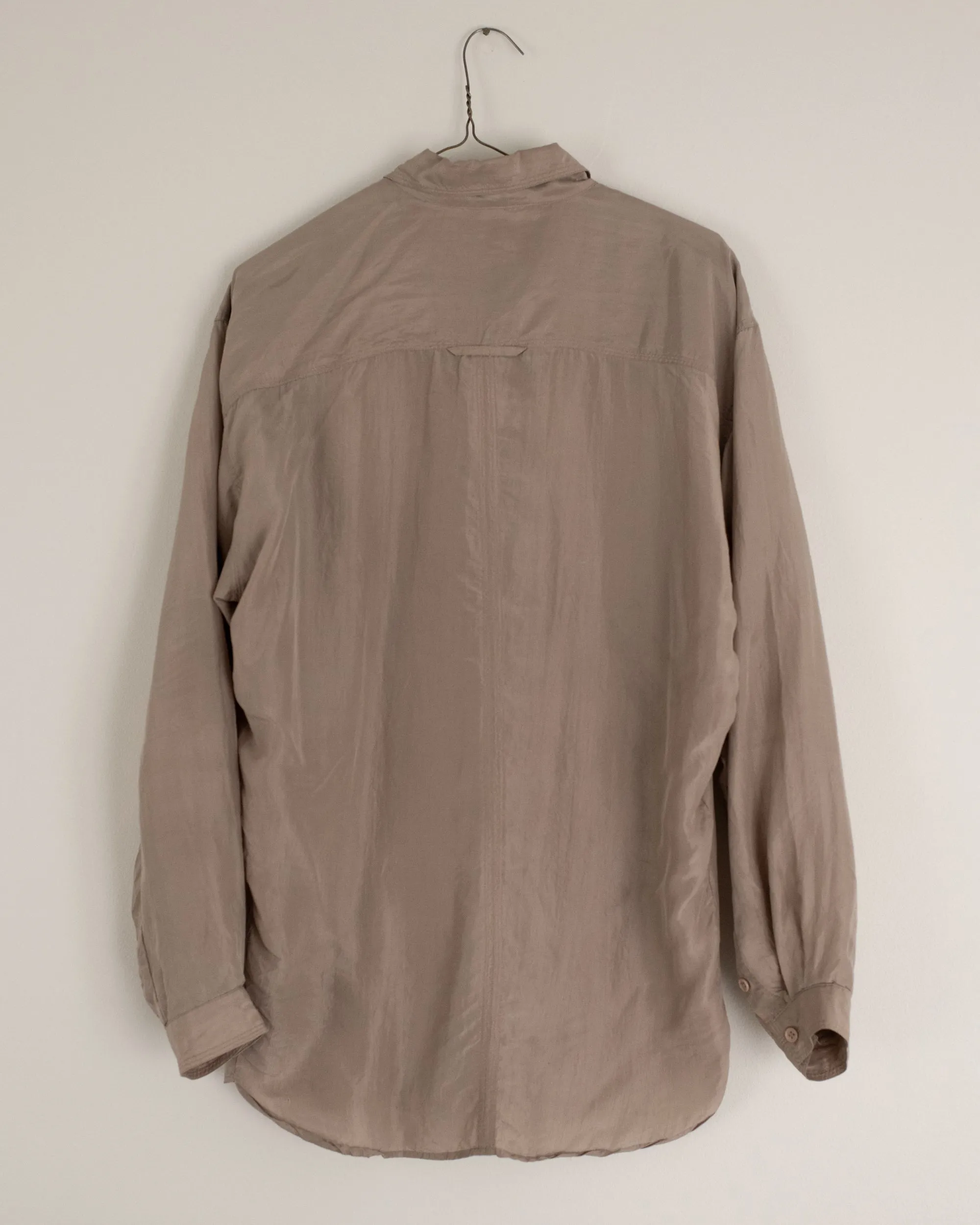 Vintage Taupe Silk Blouse (S/M)