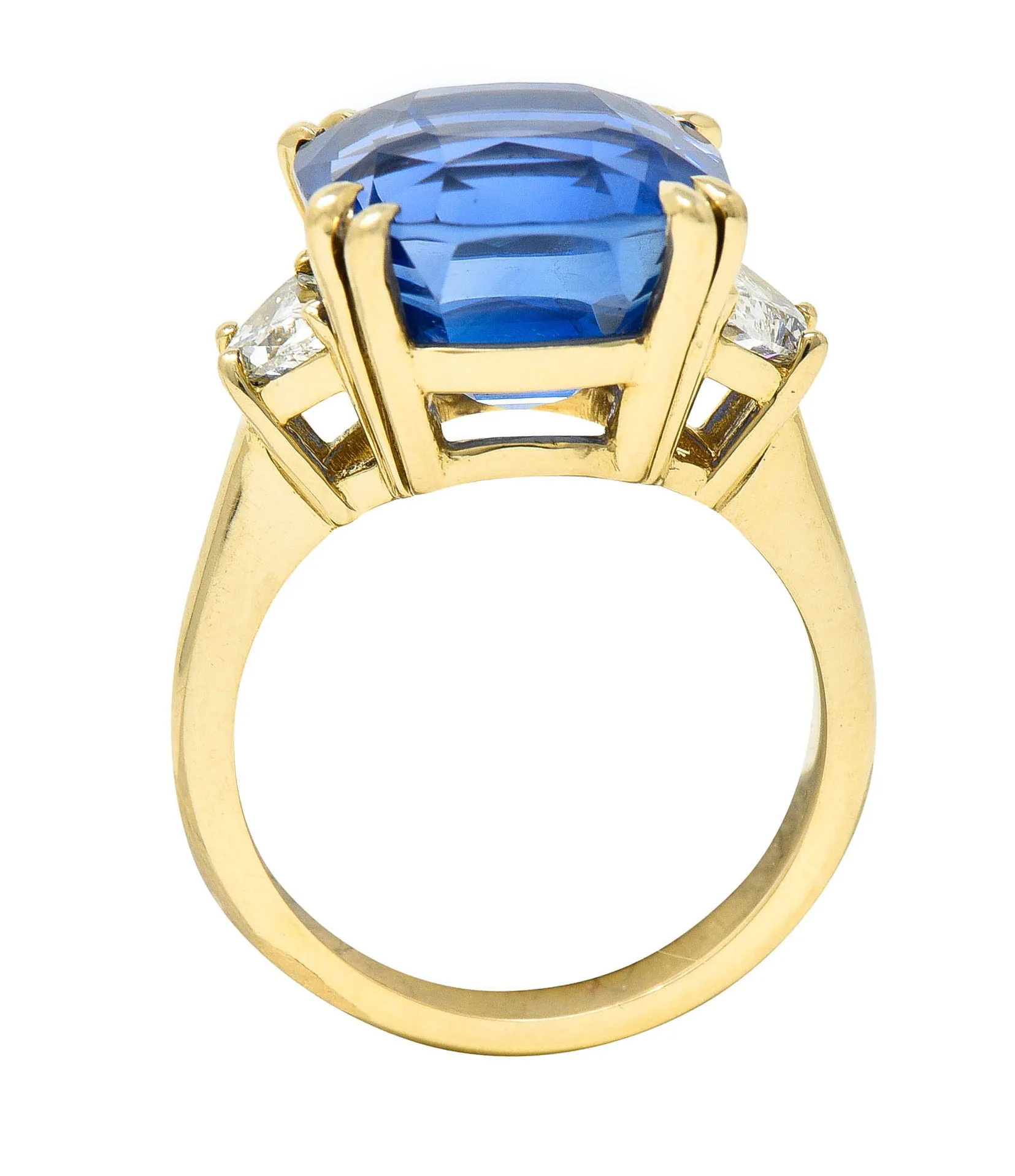 Vivid 11.25 CTW Ceylon No Heat Sapphire Diamond 14 Karat Gold Statement Ring AGL