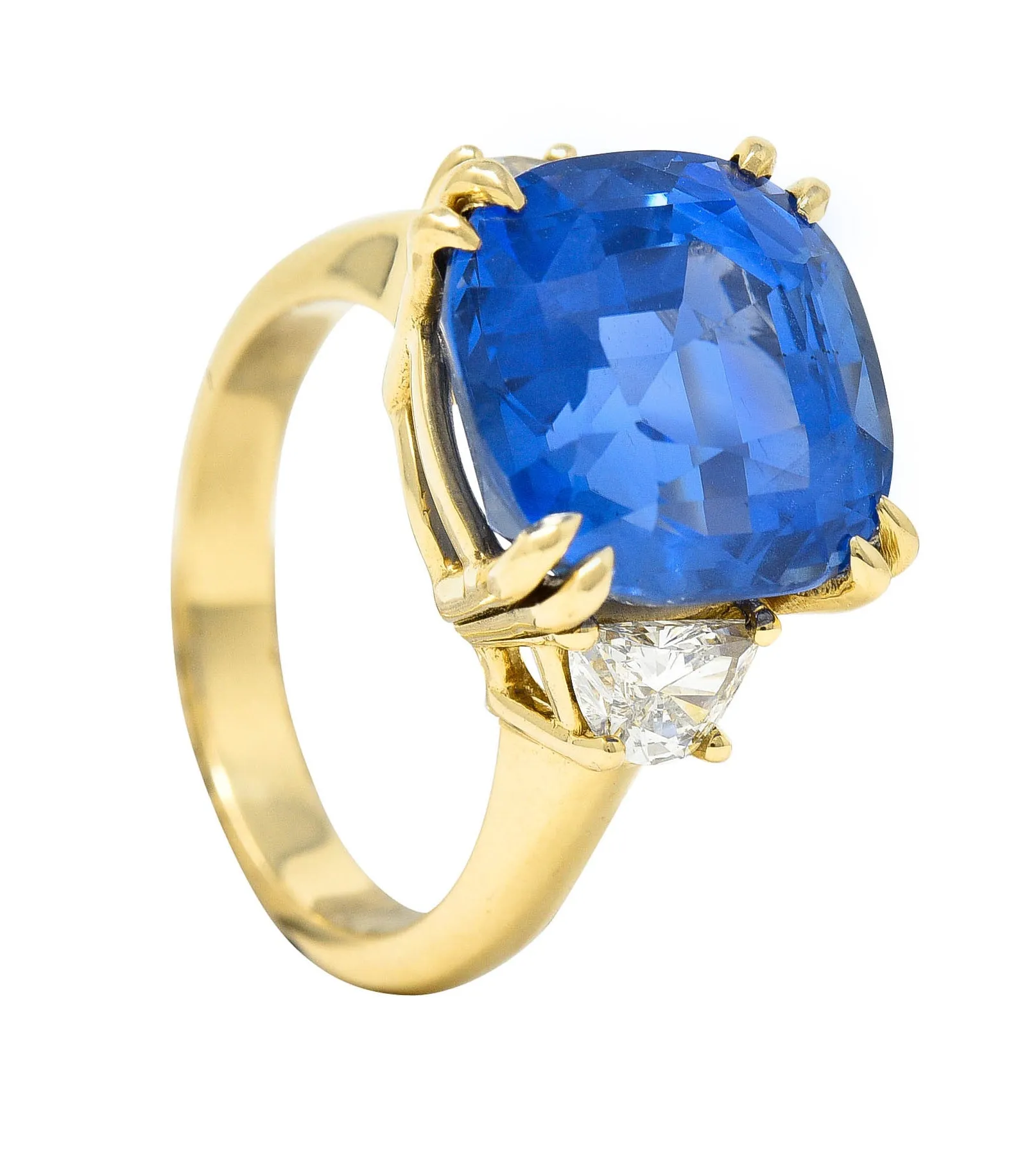 Vivid 11.25 CTW Ceylon No Heat Sapphire Diamond 14 Karat Gold Statement Ring AGL