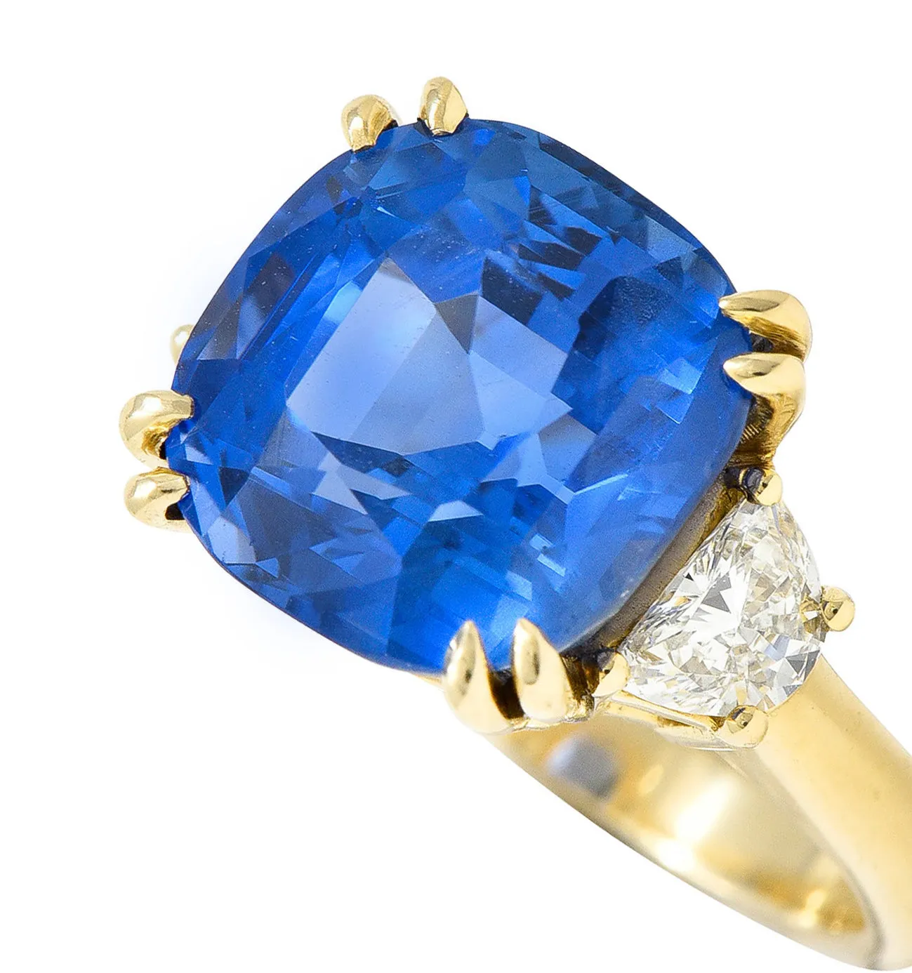 Vivid 11.25 CTW Ceylon No Heat Sapphire Diamond 14 Karat Gold Statement Ring AGL