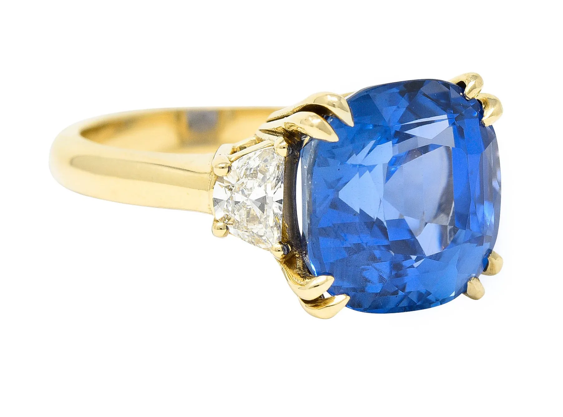 Vivid 11.25 CTW Ceylon No Heat Sapphire Diamond 14 Karat Gold Statement Ring AGL