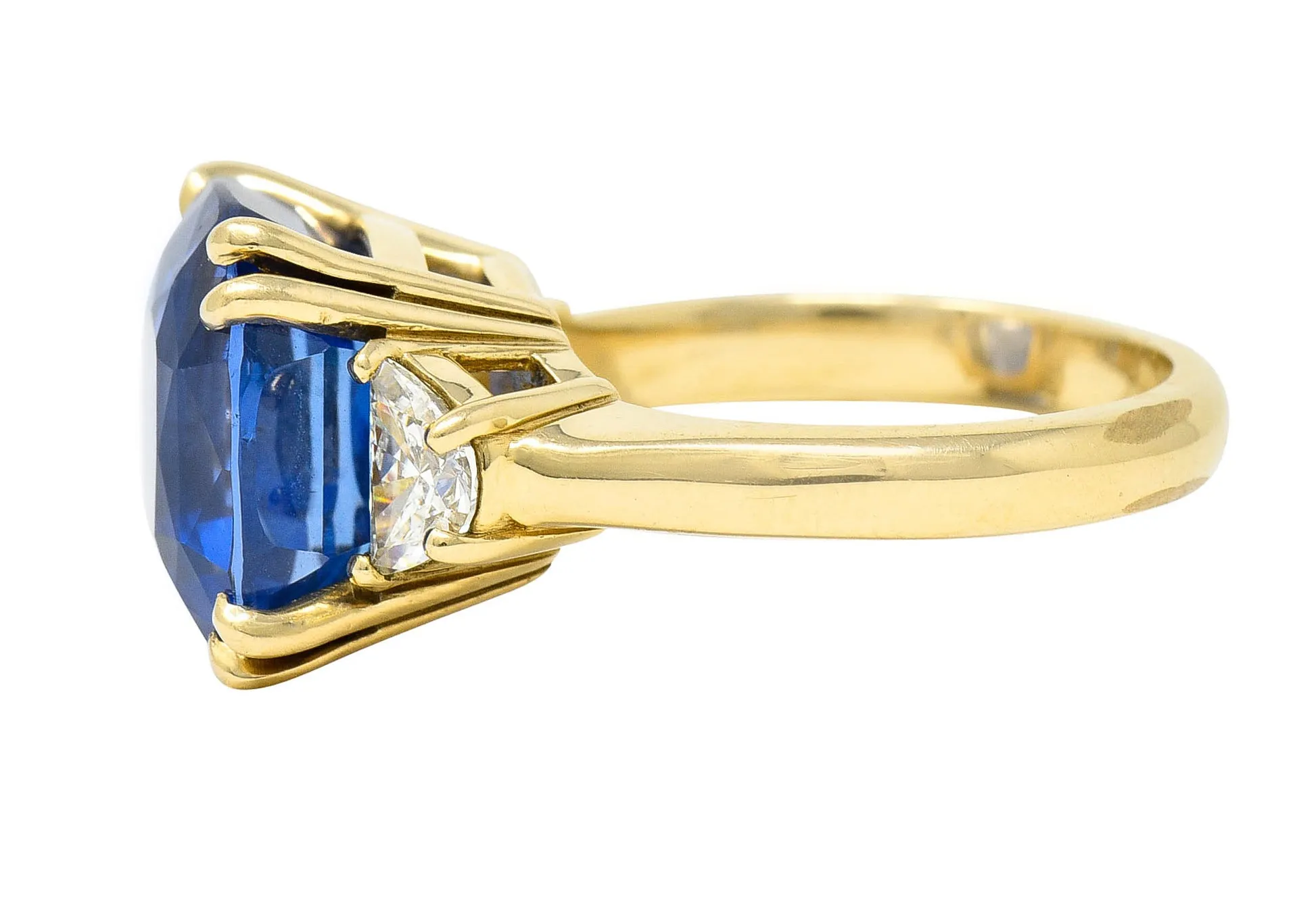 Vivid 11.25 CTW Ceylon No Heat Sapphire Diamond 14 Karat Gold Statement Ring AGL