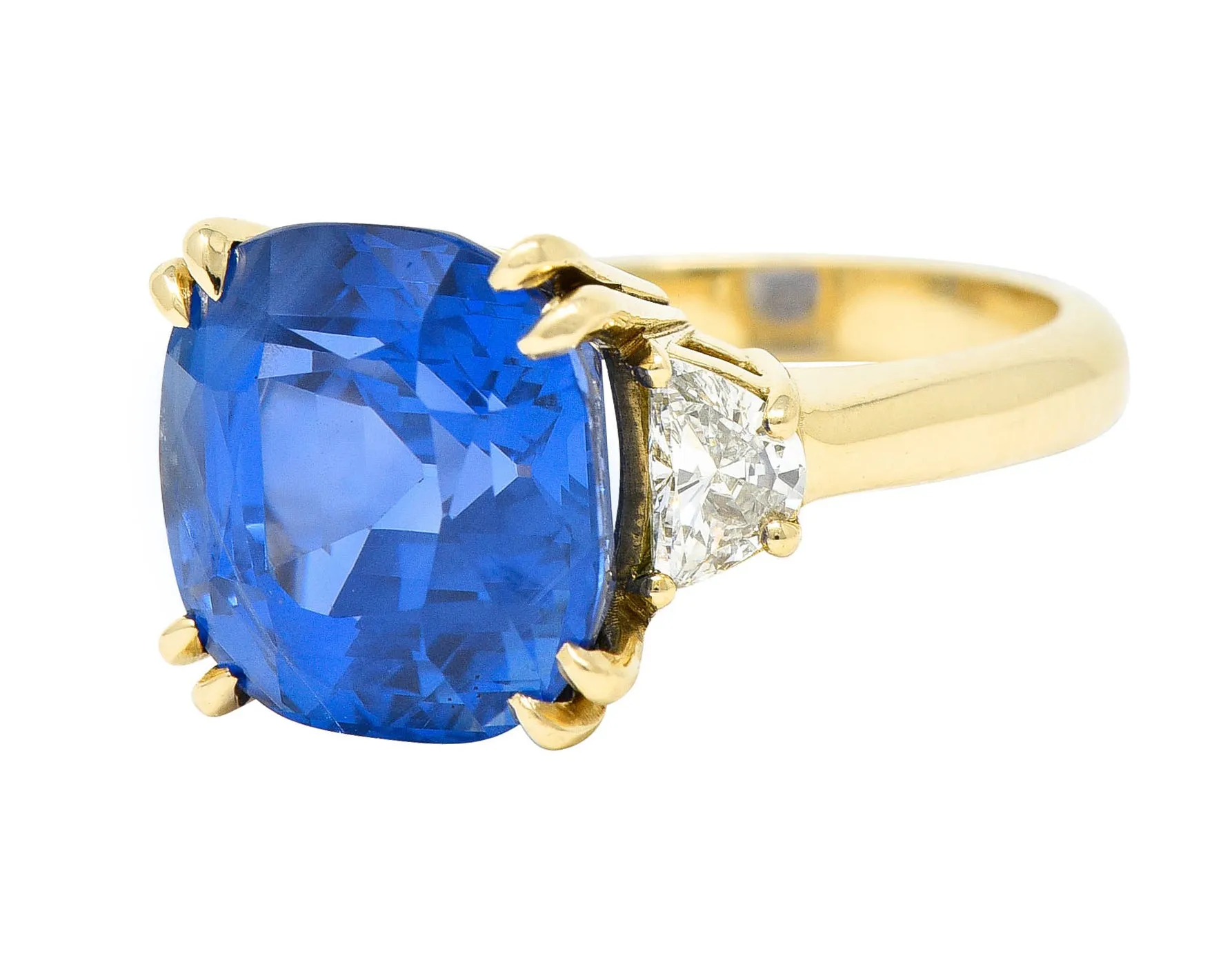 Vivid 11.25 CTW Ceylon No Heat Sapphire Diamond 14 Karat Gold Statement Ring AGL