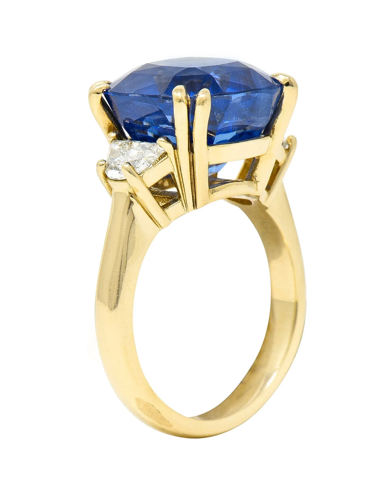 Vivid 11.25 CTW Ceylon No Heat Sapphire Diamond 14 Karat Gold Statement Ring AGL