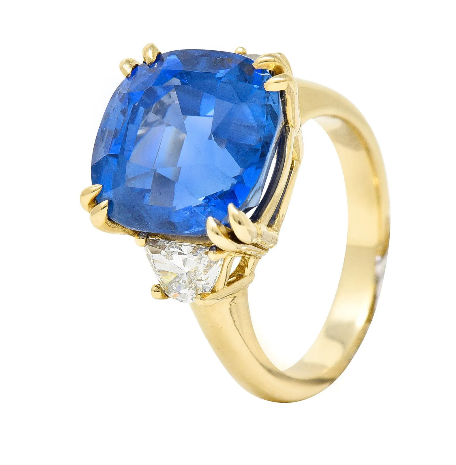 Vivid 11.25 CTW Ceylon No Heat Sapphire Diamond 14 Karat Gold Statement Ring AGL