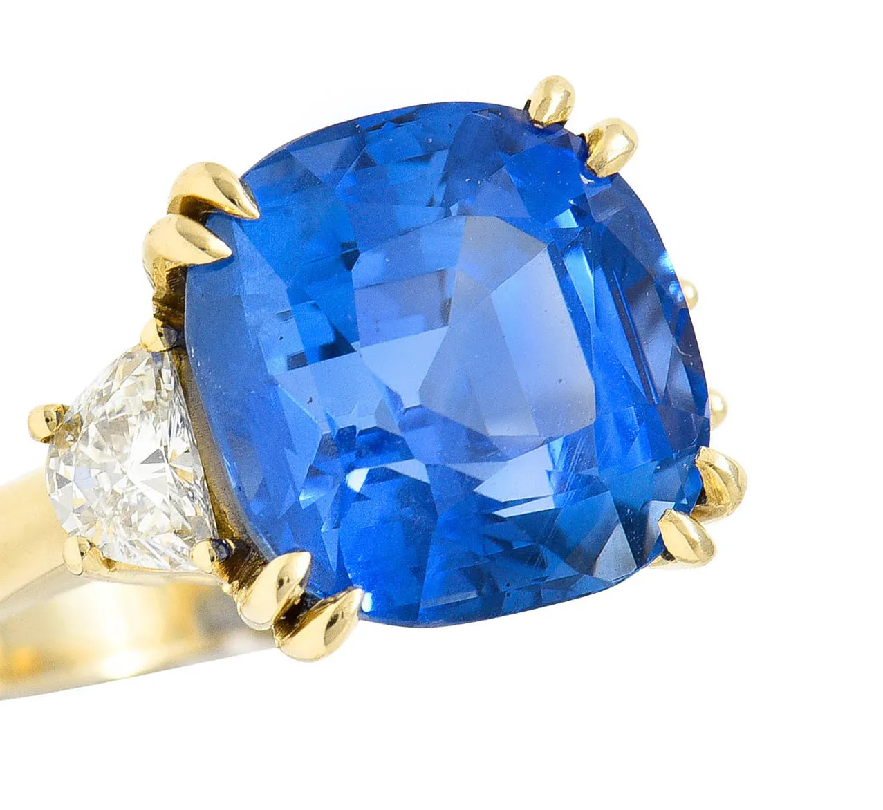 Vivid 11.25 CTW Ceylon No Heat Sapphire Diamond 14 Karat Gold Statement Ring AGL