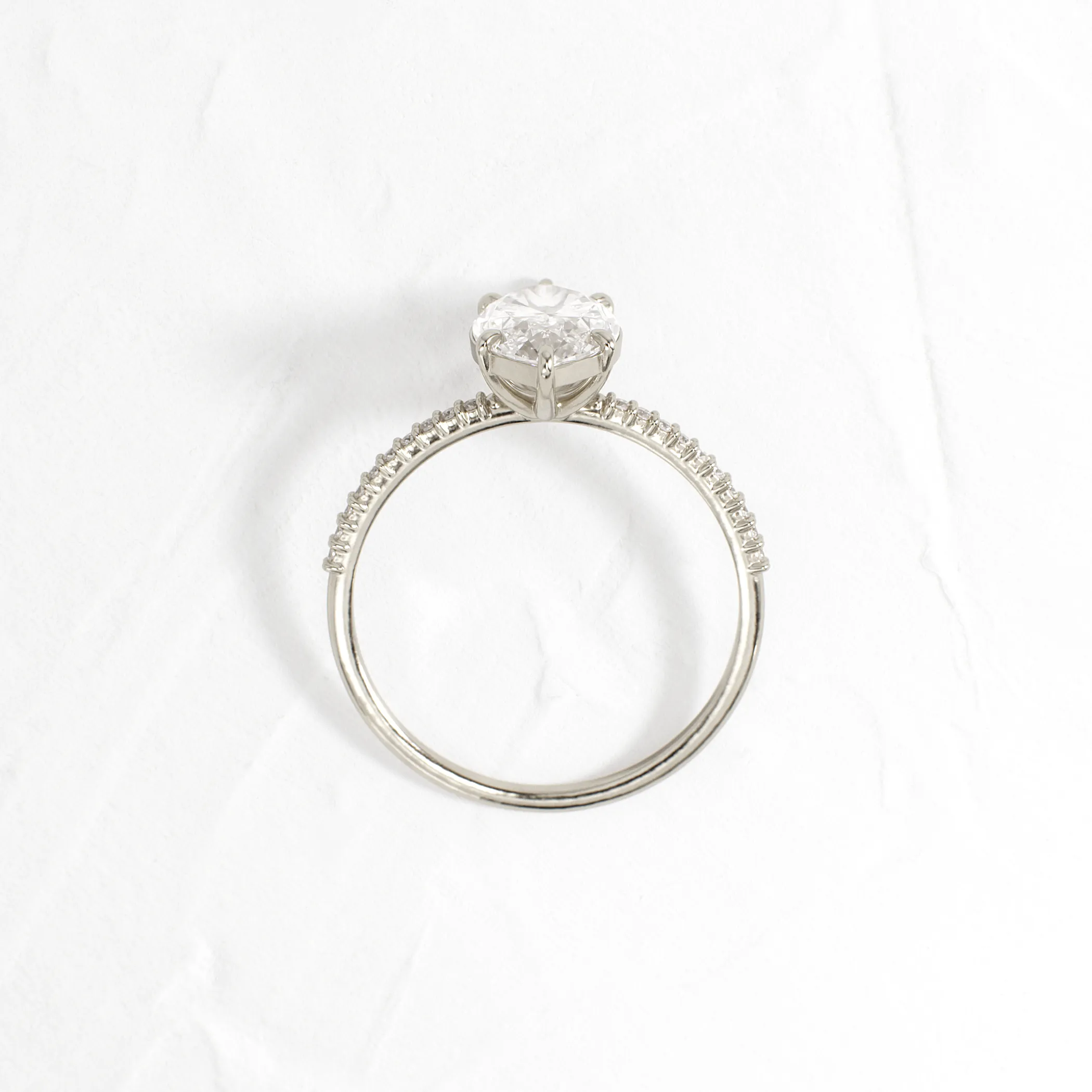 Whisper Ring with Pave Band, Marquise Cut