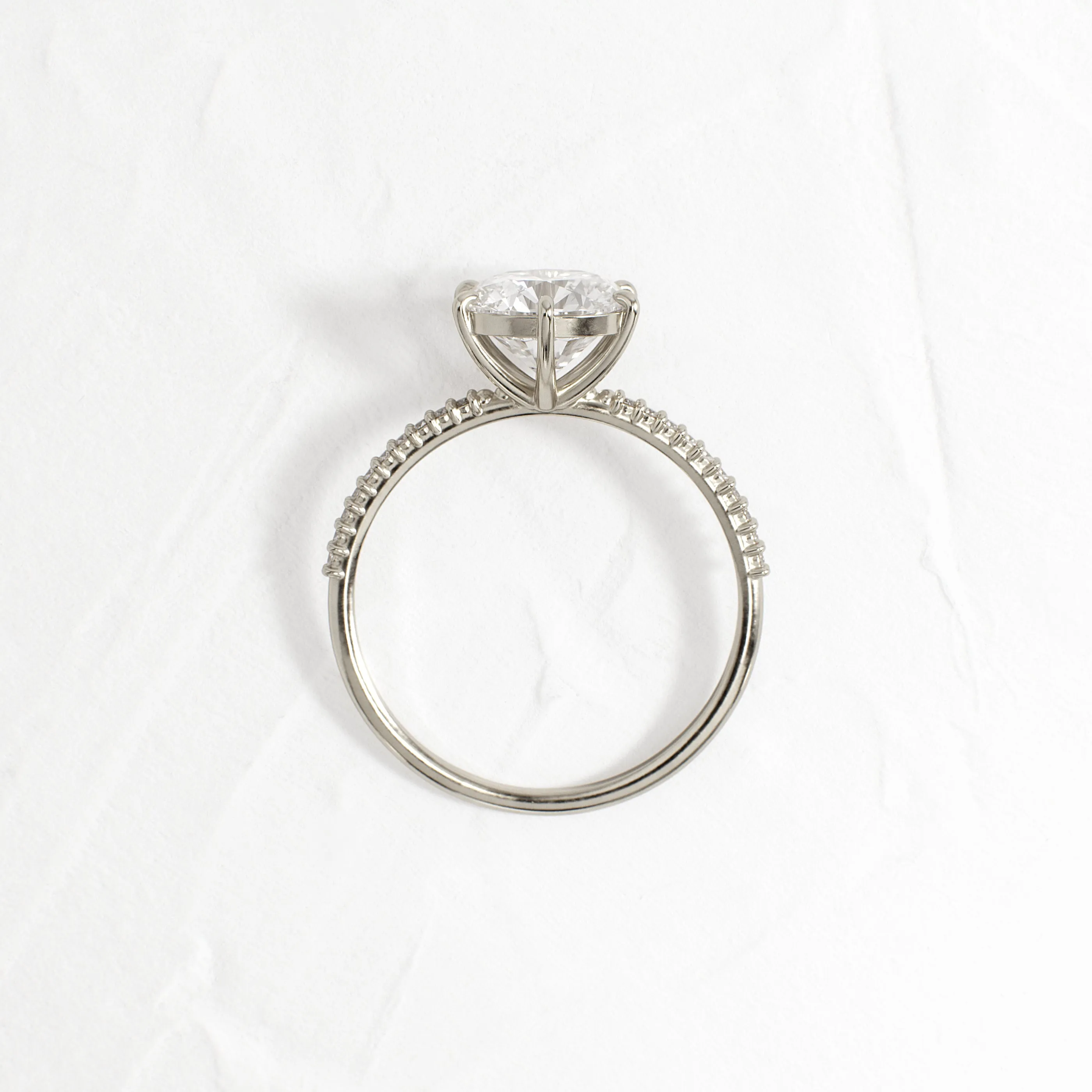 Whisper Ring with Pave Band, Round Cut