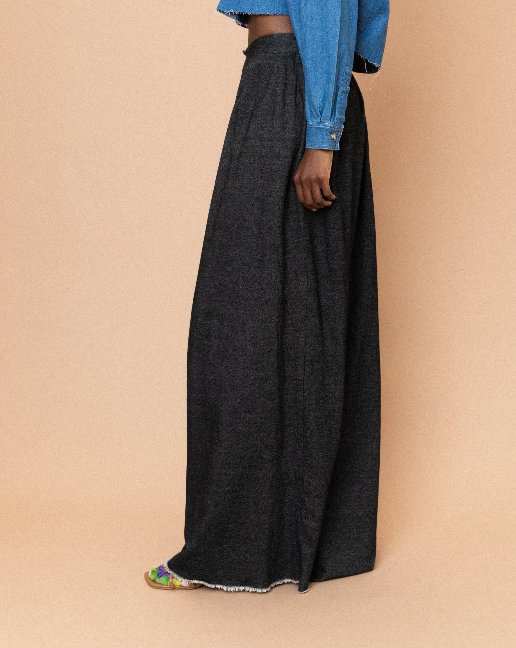 Wide Leg Denim Pants (S/M)