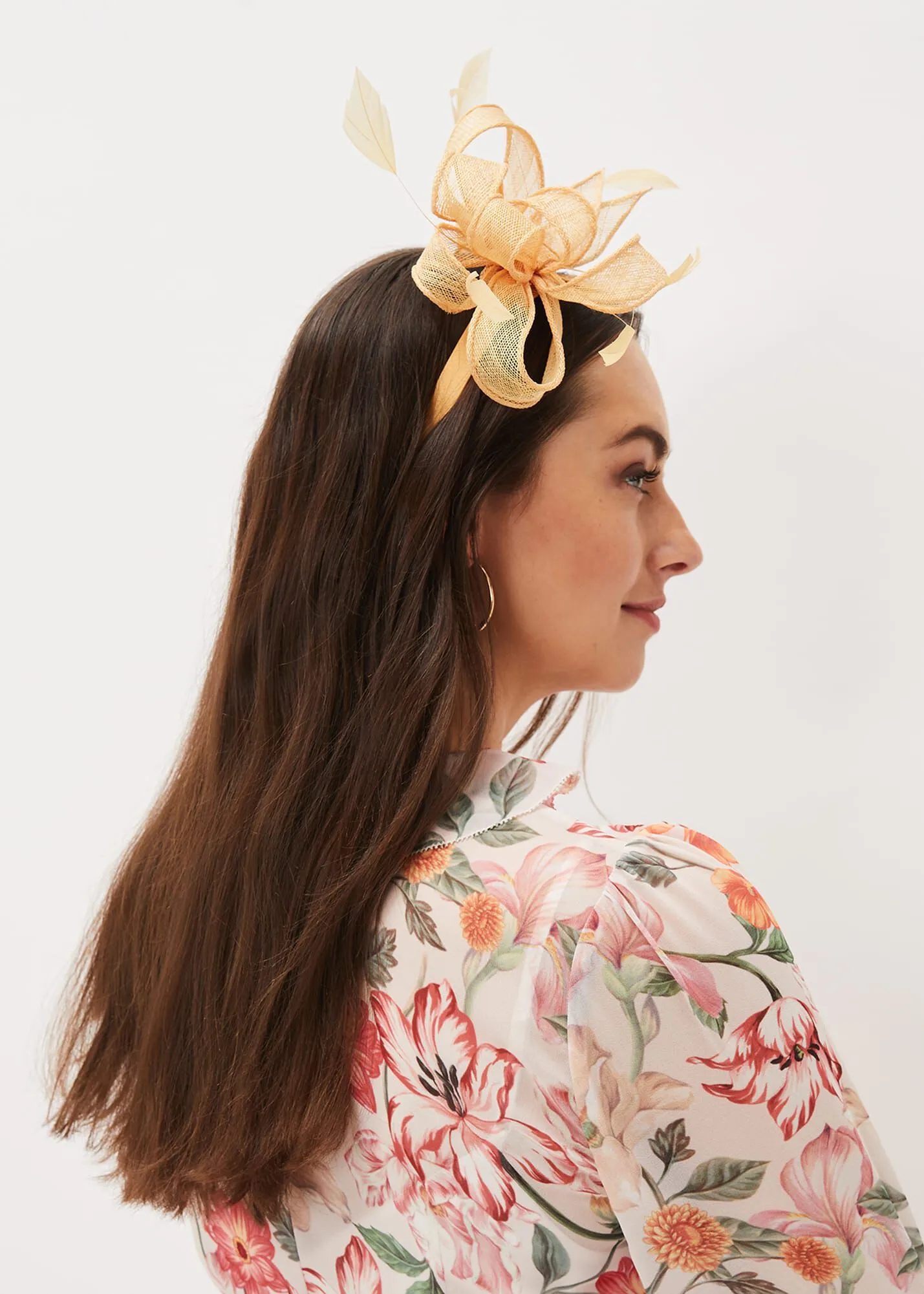 Yellow Bow And Feather Headband