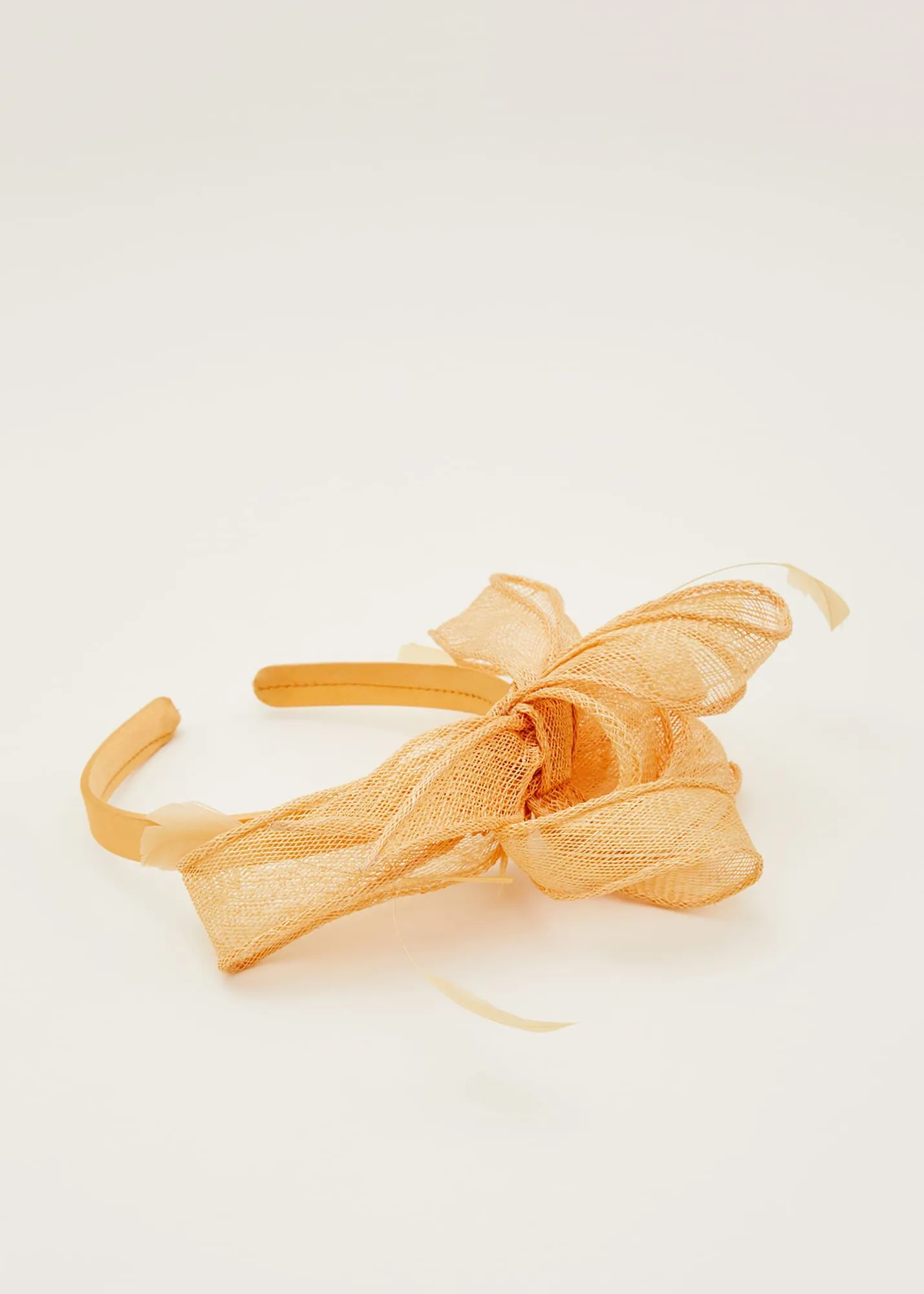 Yellow Bow And Feather Headband