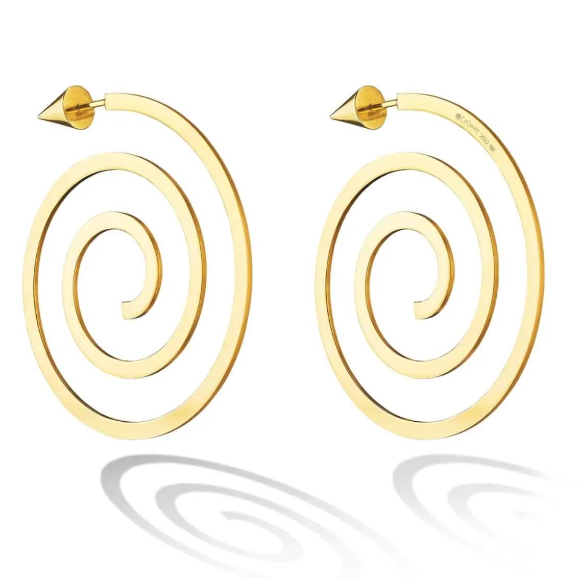 Yellow Gold Essence Hoop Earrings With Cone